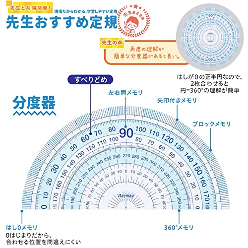 Raymay Fujii APJ907 Ruler Set, Recommended by Teachers, Large, Transparent