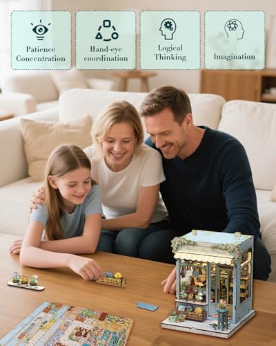 Cutefun Book Nook Kit - DIY Miniature Dollhouse Kit for Adults and Teens - color: Anna's Blue Blossom