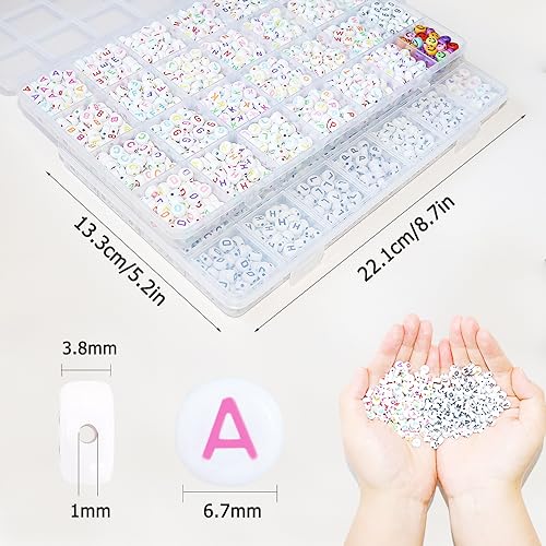 YMSDZHL Alphabet Beads A-Z 1900Pcs Letter Bead for Bracelet Jewelry Making - color: Black+Colorful,1900+PCS