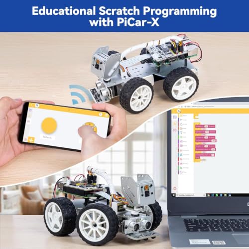 SunFounder Picar-X AI Robot Smart Car Kit for Raspberry Pi 5/4/3B+/Zero 2w, Openclaw LLMs ChatGPT/Gemini/Grok, Voice&Video Recognition, Python, Scratch, Camera (RPI NOT Included) - color: Picarx