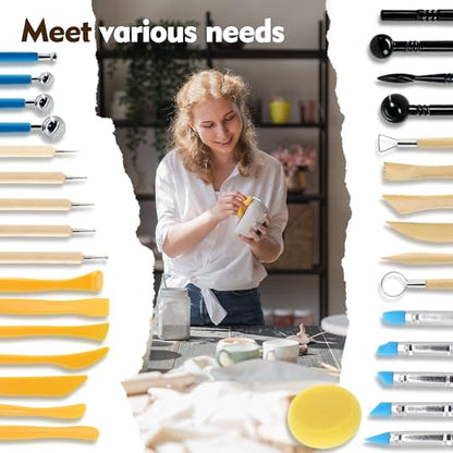 32Pcs Clay Sculpting Tool Kit, Pottery Carving Tools