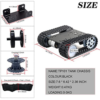Professional Smart Robot Tank Car Chassis for School Eduactional Science Kits, DIY RC Tracked Robotic Obstacle Avoidance Platform Crawler Model with 2pcs Plastic Caterpillars, Remote Control STEAM - color: Black