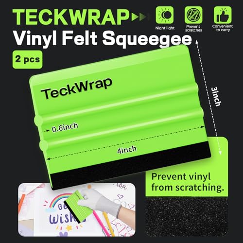 TECKWRAP 2 PCS Professional Felt Squeegee for Vinyl, No Scratch - Green - color: 2pcs Neon Green