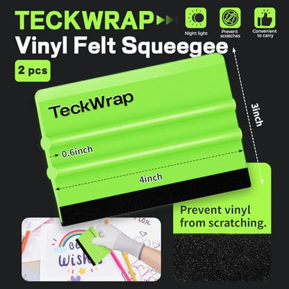 TECKWRAP 2 PCS Professional Felt Squeegee for Vinyl, No Scratch - Green - color: 2pcs Neon Green