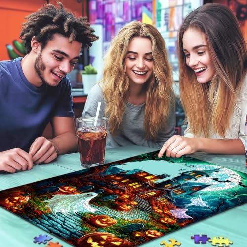 Blueforest Halloween Haunted House 1000 Piece Jigsaw Puzzle for Adults - color: Halloween Haunted House