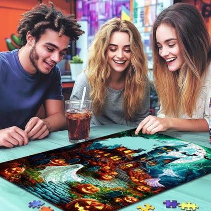 Blueforest Halloween Haunted House 1000 Piece Jigsaw Puzzle for Adults - color: Halloween Haunted House