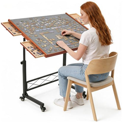 JoyBerri Jigsaw Puzzle Table with Drawers – Adjustable Height, All Ages - style: Gray
