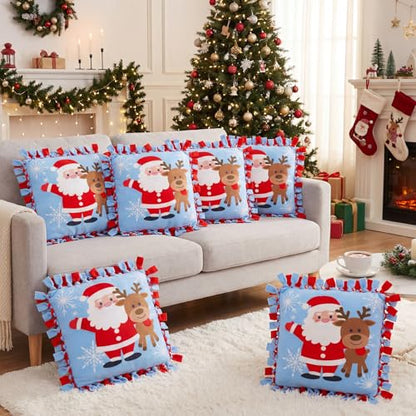 Chunful 6 Sets Christmas Tied Pillow Craft Kit Santa Claus Reindeer Decor - style: Christmas Reindeer