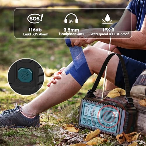 Emergency Weather Radio NOAA/AM/FM/SW, 5 Ways Powered Solar Hand Crank - color: Dark Blue