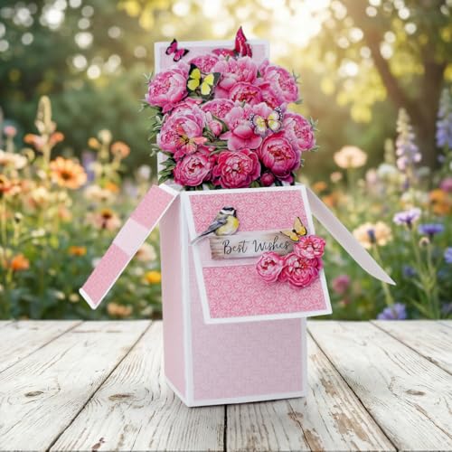 Katy Sue Blooming Box Bouquets Pop Up Card Making Kit. Make 8 3D Floral Box Cards. All-in-one Kit: Die-Cut Decoupage, Cardstock, Adhesive Pads, Envelopes & Instructions for Card Making Supplies