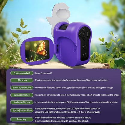 1600X Handheld Microscope for Kids 2" IPS Screen Kit Mini Pocket Digital Microscopes STEM Science with Slides Photo Video Rechargeable Portable Scope Gift for Ages 6-12 (Purple) - color: Purple