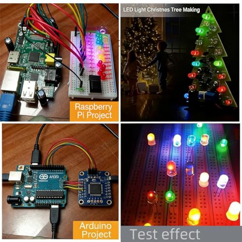 LED Kit 5MM LED Diodes, 1000 Pieces in 5 Colors: White, Red, Yellow, Green, Blue, 2-Pin Circular, Suitable for Christmas Light Replacement and Science Projects - size: 5mm transparent
