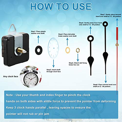 Outus 5 Pcs Quartz Clock Movement, 7 Pairs Hands, DIY Repair Kit, 18 mm