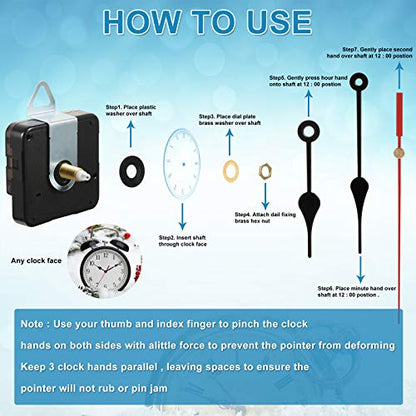 Outus 5 Pcs Quartz Clock Movement, 7 Pairs Hands, DIY Repair Kit, 18 mm
