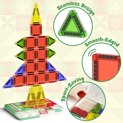 Magnetic Tiles Travel Storage Mini STEM Blocks Festive Box 26PCS 3+ - size: Travel