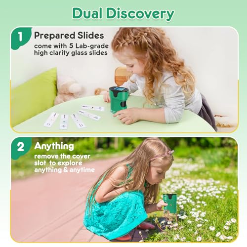 Kids Digital Microscope Science Gift: Complete STEM Toy Kit for Ages 4-12 - color: Green