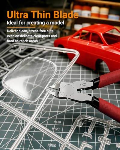 U02 Ultra-thin Single Edge Model Nippers 4.9in Plastic Sprue Cutter - color: Red