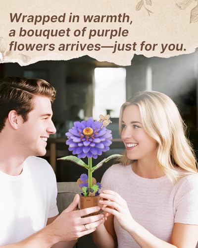Kaayee 3D Wooden Flower Puzzles Dahlia, Wood Flowers Craft for Adults - color: Dahlia