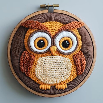 Punch Needle Kits for Beginners Cute Owl 20x20cm-1 - color: 08-Owl