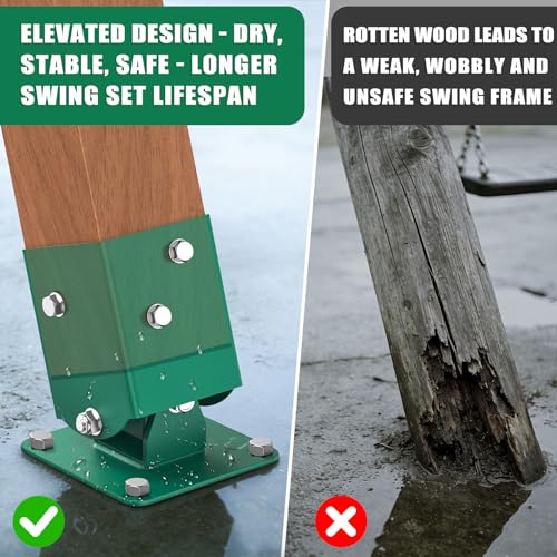 BeneLabel 4Pcs Swing Leveling Base Brackets A‑Frame Swing Set Brackets for 4×4 (Actual 3.5" x 3.5") Wood Legs DIY Swingset Base Brackets for Backyard Playset - color: 4pcs Swing Leveling Base Brackets