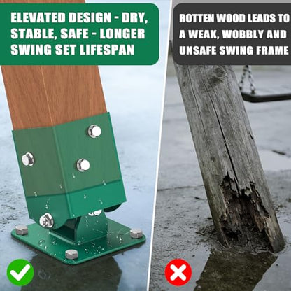 BeneLabel 4Pcs Swing Leveling Base Brackets A‑Frame Swing Set Brackets for 4×4 (Actual 3.5" x 3.5") Wood Legs DIY Swingset Base Brackets for Backyard Playset - color: 4pcs Swing Leveling Base Brackets