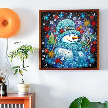 Special Shape Diamond Art Kits for Adults, 5D Diamond Painting Kits for Beginner, DIY Diamond Crystal Rhinestones Painting Kits for Home Wall Decor Gift Snowman Christmas 30x30cm/12x12in