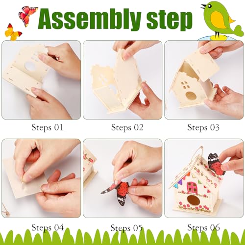 Sawysine 107 DIY Birdhouse Kits, Wooden Bird House Round Entrance - style: Lovely Style