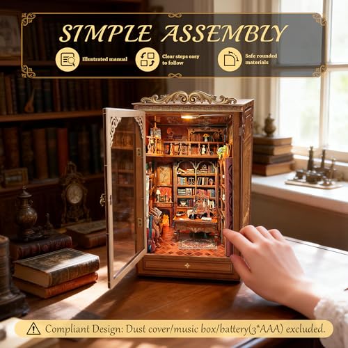 CRIOLPO Book Nook Kits for Adults DIY Miniature Dollhouse Kit for Adults - color: Time Bookstore
