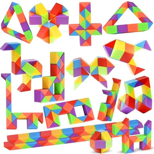 GOLDGE 24 Pack Mini Fidget Snake Cube Puzzle Toys Party Favors
