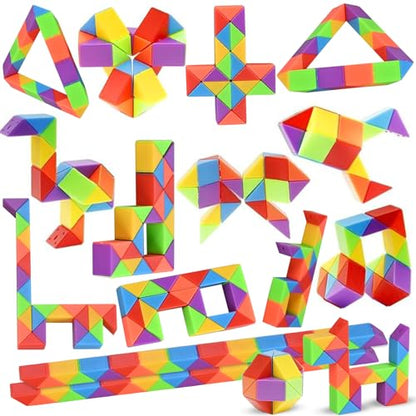 GOLDGE 24 Pack Mini Fidget Snake Cube Puzzle Toys Party Favors