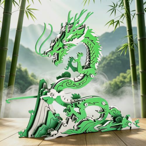 3D Metal Puzzle Mechanical Model Kit Green Dragon Stainless Steel - color: A7-green Dragon