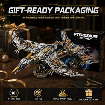 Mechanical Dinosaur Building Set, 1266-Piece Pterosaur Model Kit for Adults - color: Mechanical Pterosaur