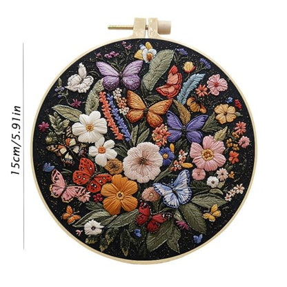 SCECALA 4 Pack Butterfly Flower Embroidery Kit for Beginners - color: Orange Black