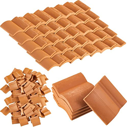 Charniol 200 Pcs Miniature Roof Tiles 1:12 Scale Mini Clay Tiles, Realistic House Shingles for the Roof, House Accessories for Kitchen Garden Landscaping DIY Model Architect Buildings