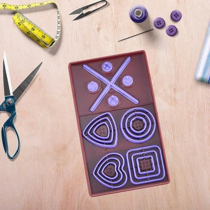 CRASPIRE Polymer Clay Button Kit Cover Button Kit Tool Purple ABS Plastic Ring Square Triangle Heart Cross Centered Symmetrical Snaps Box Toolkit Set for Sewing Fabric Clothes Crafts DIY Making