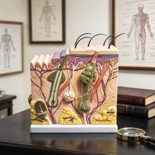 Skin Model, 50X Enlarged Anatomical Model Anatomy for Science Classroom Study Display Teaching Medical Model