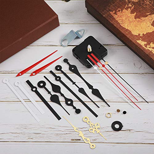 Outus 4 Pieces Quartz DIY Wall Clock Movement Mechanism Battery Operated Clock Motor Kit with 6 Sets of Hands (0.5 Inch/ 13 mm, Red, White, Black, Gold)