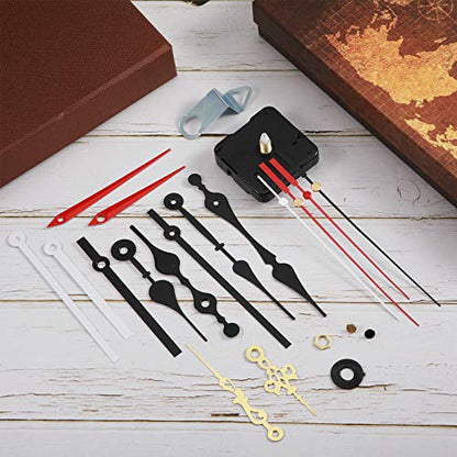 Outus 4 Pieces Quartz DIY Wall Clock Movement Mechanism Battery Operated Clock Motor Kit with 6 Sets of Hands (0.5 Inch/ 13 mm, Red, White, Black, Gold)