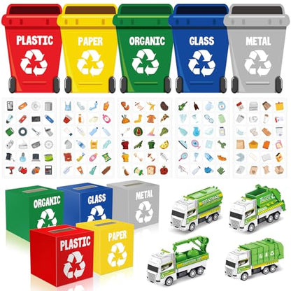 Cinrobiye Earth Day Recycling Sorting Game Learn to Recycle Activity Set Garbage Sorting Educational Game Classroom Recycling Activity Bulletin Board Decorations Earth Day Craft Kit