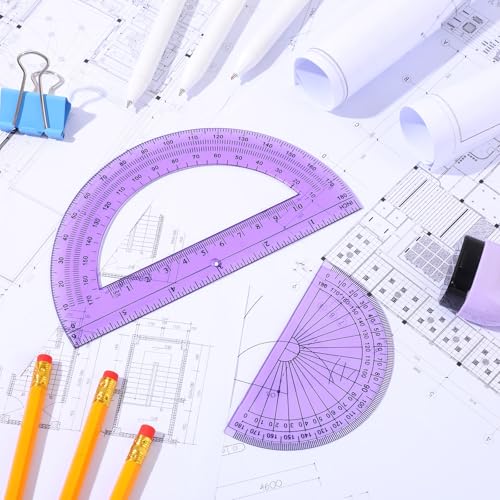EBOOT 2 Pcs Plastic Protractors - color: Purple