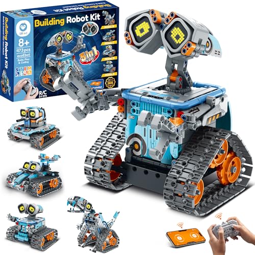 Sillbird Building Robot Kit STEM Gifts for Kids 8-13 with Remote Control - color: Gray-blue