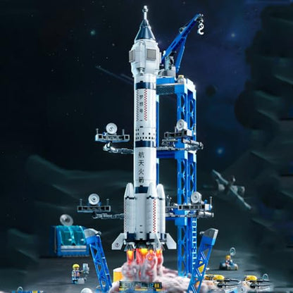 Vilbocr Space Rocket Building Blocks Set - （130-Piece ） STEM Toys for Kids Ages 6-12, Creative DIY Astronaut Adventure Kit, Cool Birthday Gifts for Boys & Girls - color: Rocket launcher