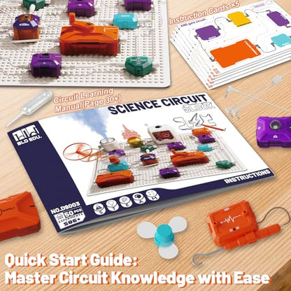 Science Kits for Kids - STEM Kits for Kids, Electronics Exploration Kit, Over 420 Projects, 50 Circuit Parts with Bubble Maker，Fan & Flying Helicopter, STEM Educational Toy Gifts for Boys& Girls - style: D9003-50 Circuit Parts