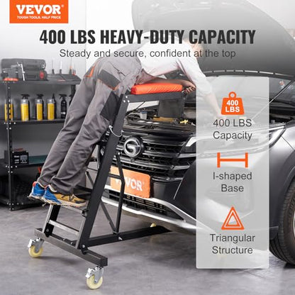 VEVOR Top Automotive Creeper, with Adjustable Height 45.7" to 66.3", 400 LBS Capacity High Creeper, 4 Swivel Caster Wheels, Heavy Duty Foldable Creeper for Auto Repair and Maintenance - size: 48-64 inch, style: I