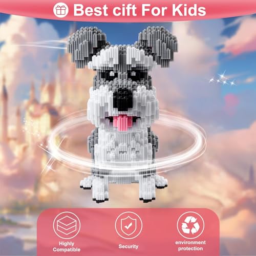 Schnauzer Dog 7100 Piece Micro Building Blocks Set for Teens & Adults Advanced 3D Construction Kit, STEM Fine-Motor Skill Toy, Birthday &, Family Indoor Creative Play - color: Schnauzer Dog