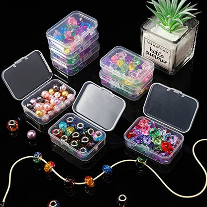 SATINIOR 48 Packs Clear Small Plastic Containers Transparent Storage Box with Hinged Lid for Small Items Crafts Jewelry (2.52 x 1.73 x 0.79 Inches) (CH-SATINIOR-423619) - size: 2.52 x 1.73 x 0.79 in