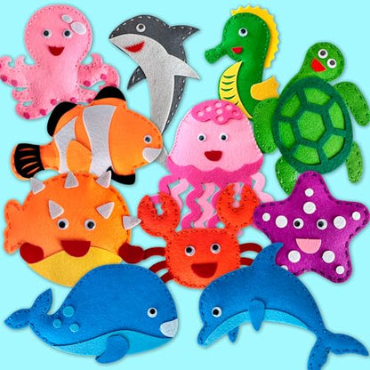 Sewing Kit for Kids Ages 4-8 - 12 Beginner DIY Kids Sewing Crafts Ages 5-8 - color: 4.0 Sea