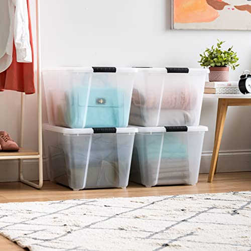 IRIS USA 3-Drawer Rolling Storage Cart, Black/Clear - size: 54 Qt, style: 4 Pack