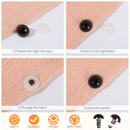MUCUNNIA 80pcs 18-30mm Brown Safety Eyes for Crocheting with Washers - size: 18-30mm