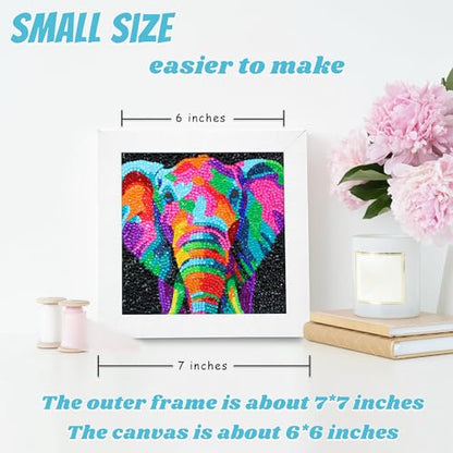 Libfx Diamond Art Kits for Kids with Frame Diamond Art for Girls Boys Beginners Arts and Crafts Birthday Gifts (Elephant) - color: Elephant